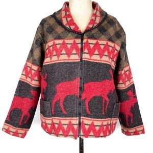 The Sheep Shop | Moose Tapestry Blanket Jacket | M